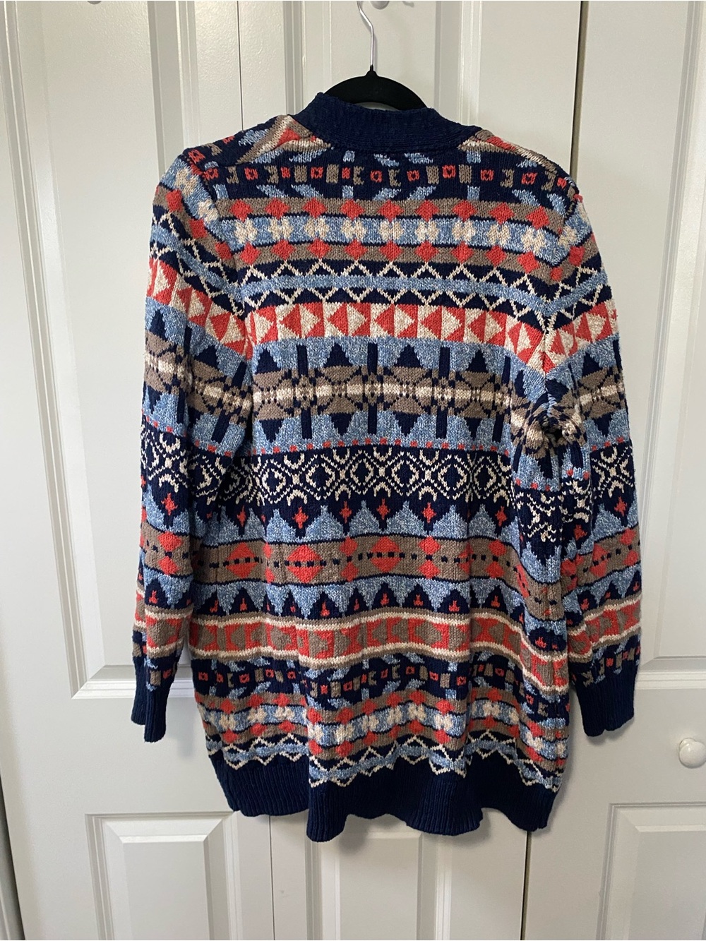 L.L. Bean Navy Multi-Color Fair Isle Open Cardigan - Picture 5 of 8